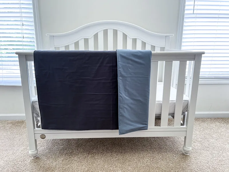 Coal Gray and Denim Blue Baby Crib Bedding Set Starter