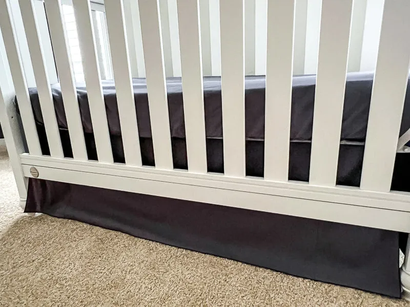 Coal Gray and Denim Blue Baby Crib Bedding Set Starter