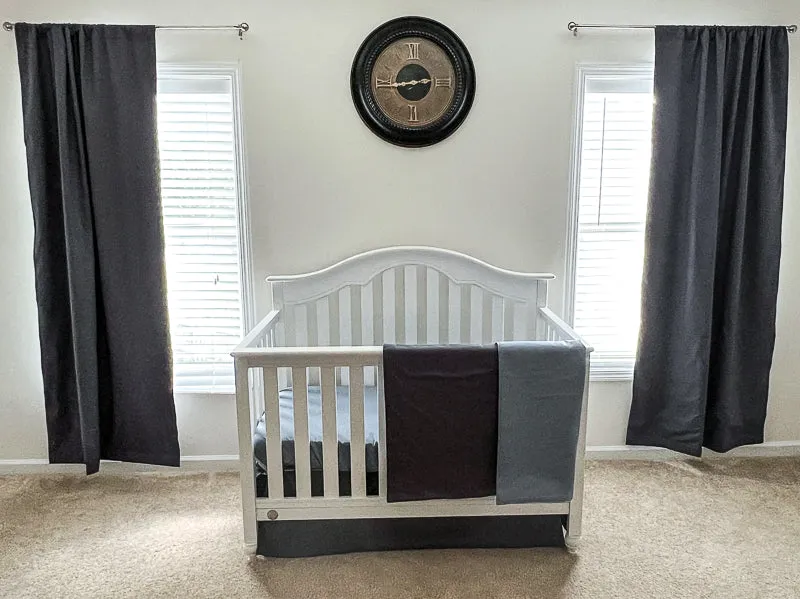 Coal Gray and Denim Blue Baby Crib Bedding Set Starter