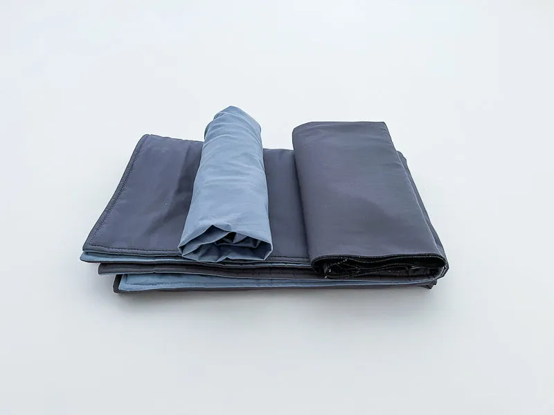 Coal Gray and Denim Blue Baby Crib Bedding Set Starter