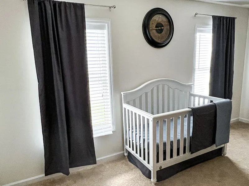Coal Gray and Denim Blue Baby Crib Bedding Set Starter