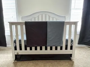 Coal Gray and Denim Blue Baby Crib Bedding Set Starter