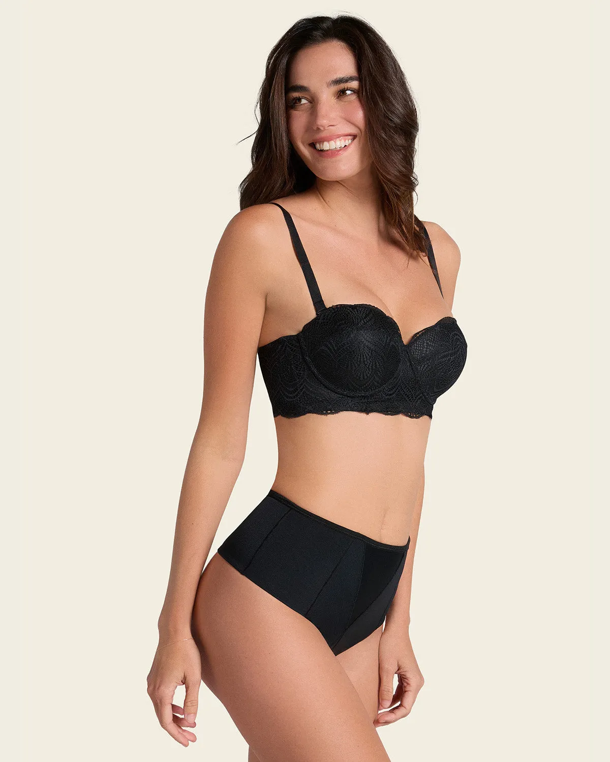 Convertible Balconette Lace Push Up Bra