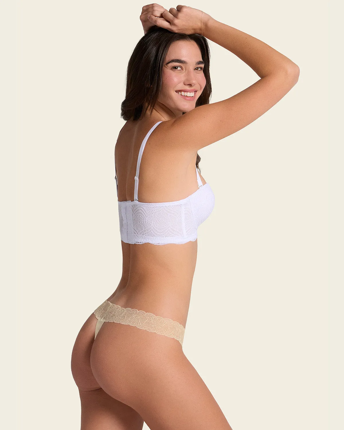 Convertible Balconette Lace Push Up Bra