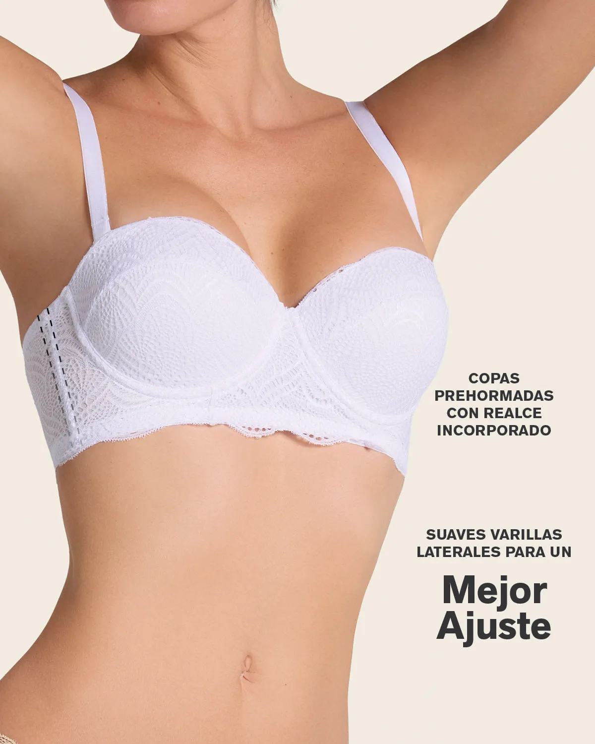 Convertible Balconette Lace Push Up Bra