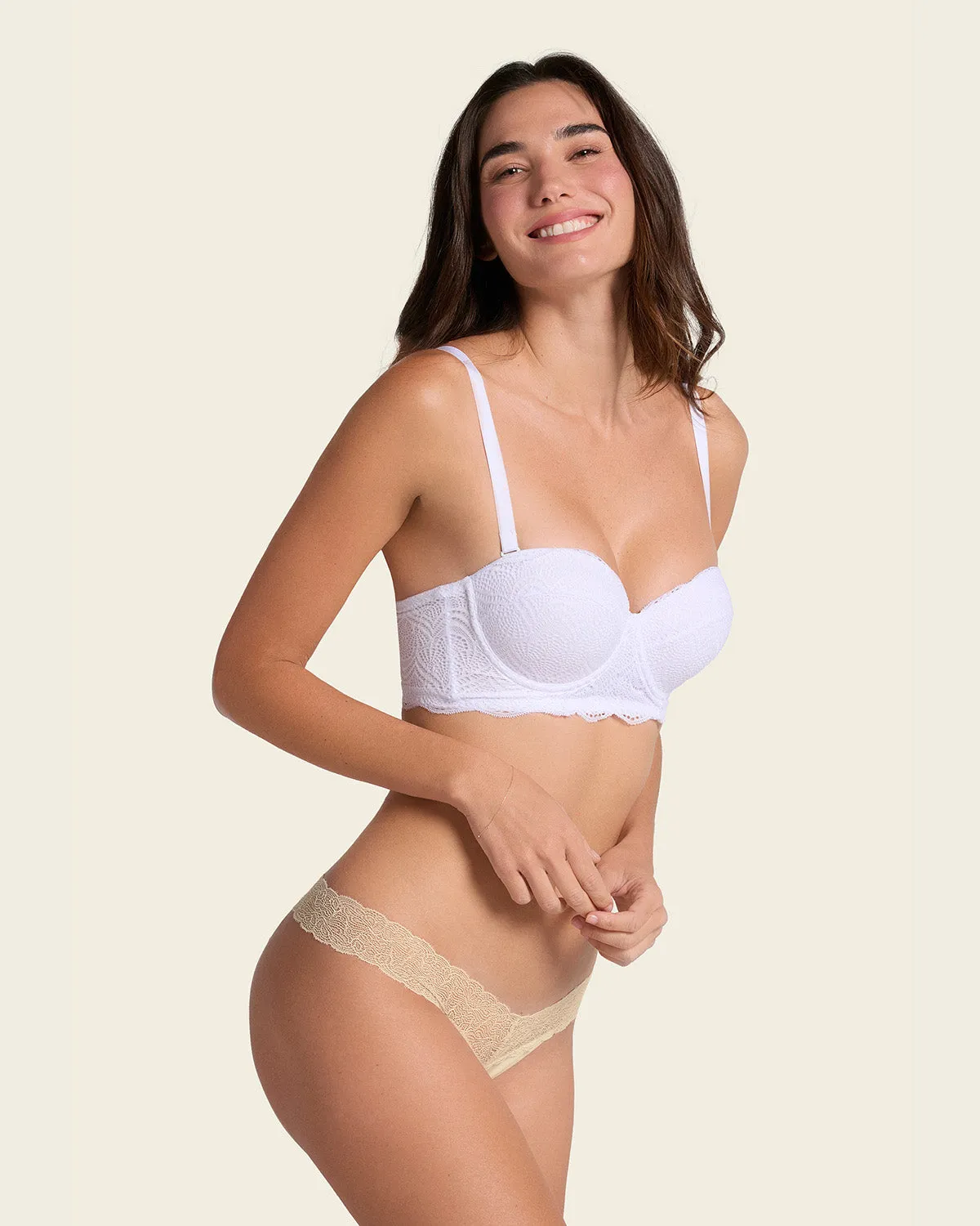 Convertible Balconette Lace Push Up Bra