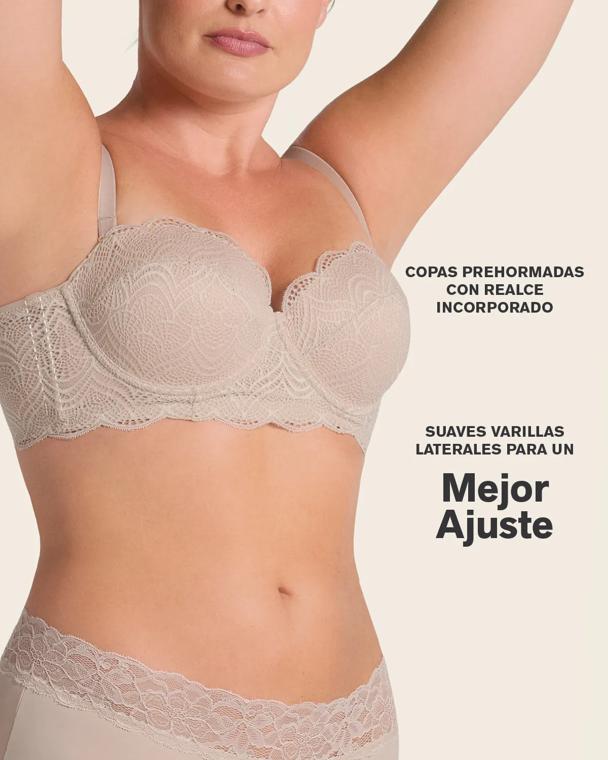 Convertible Balconette Lace Push Up Bra