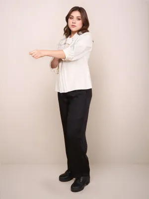 Cream Solid Relaxed Fit Top