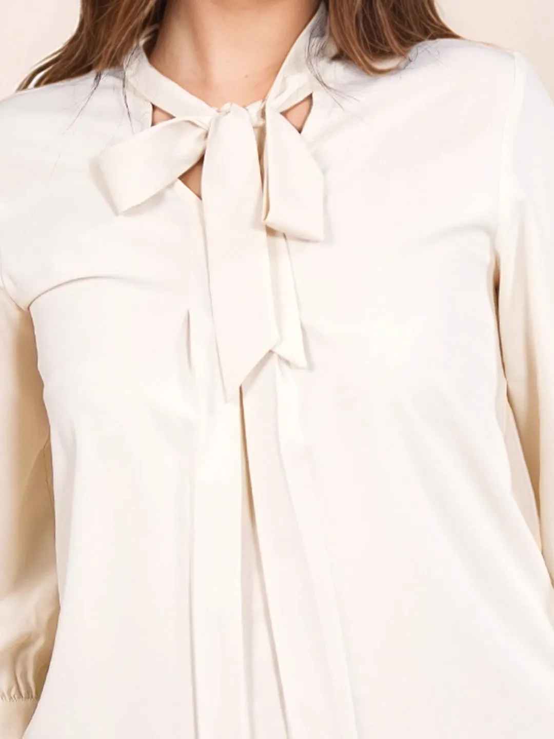 Cream Solid Relaxed Fit Top