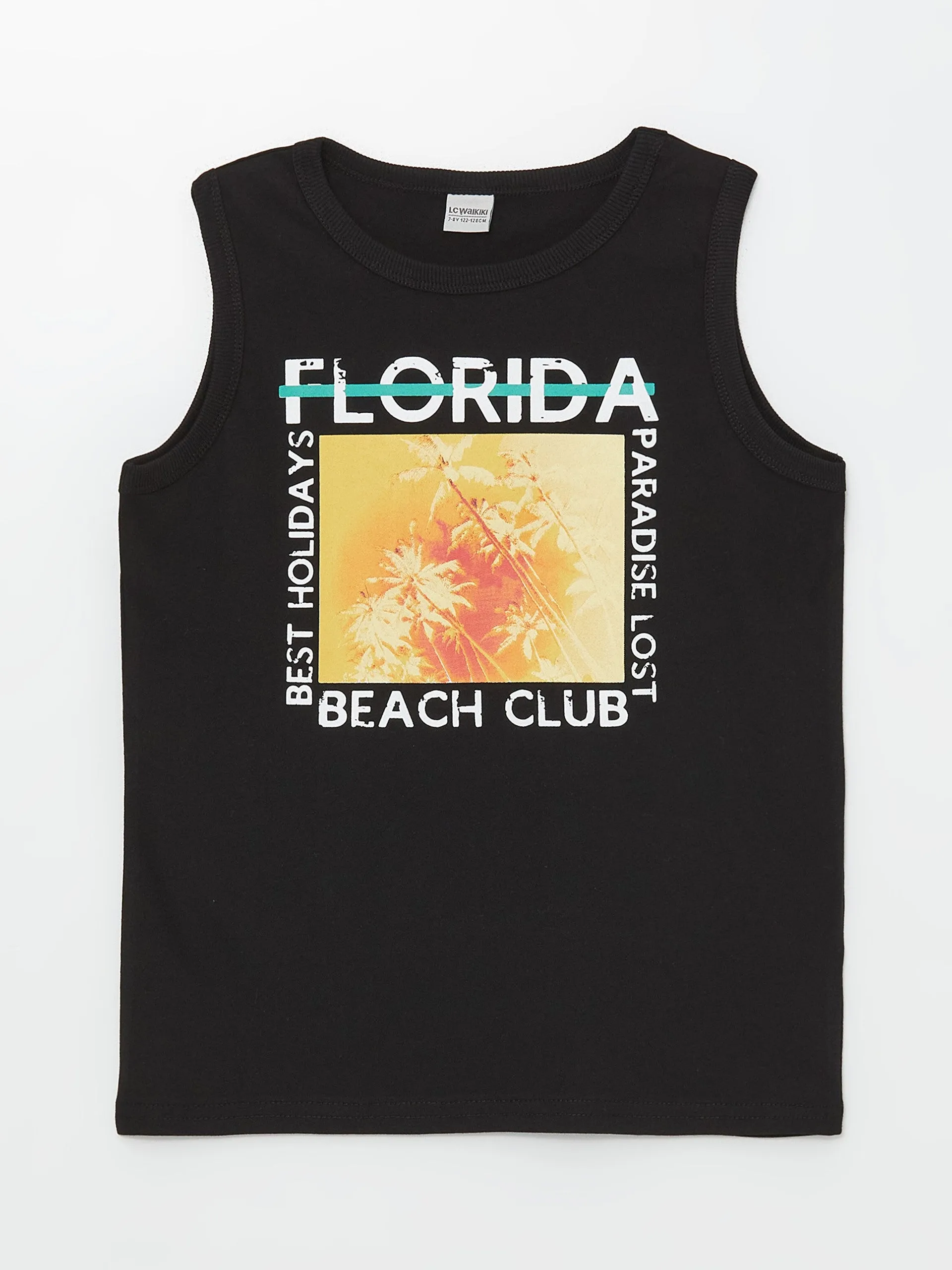 Crew Neck Printed Boy's Undershirt and Shorts