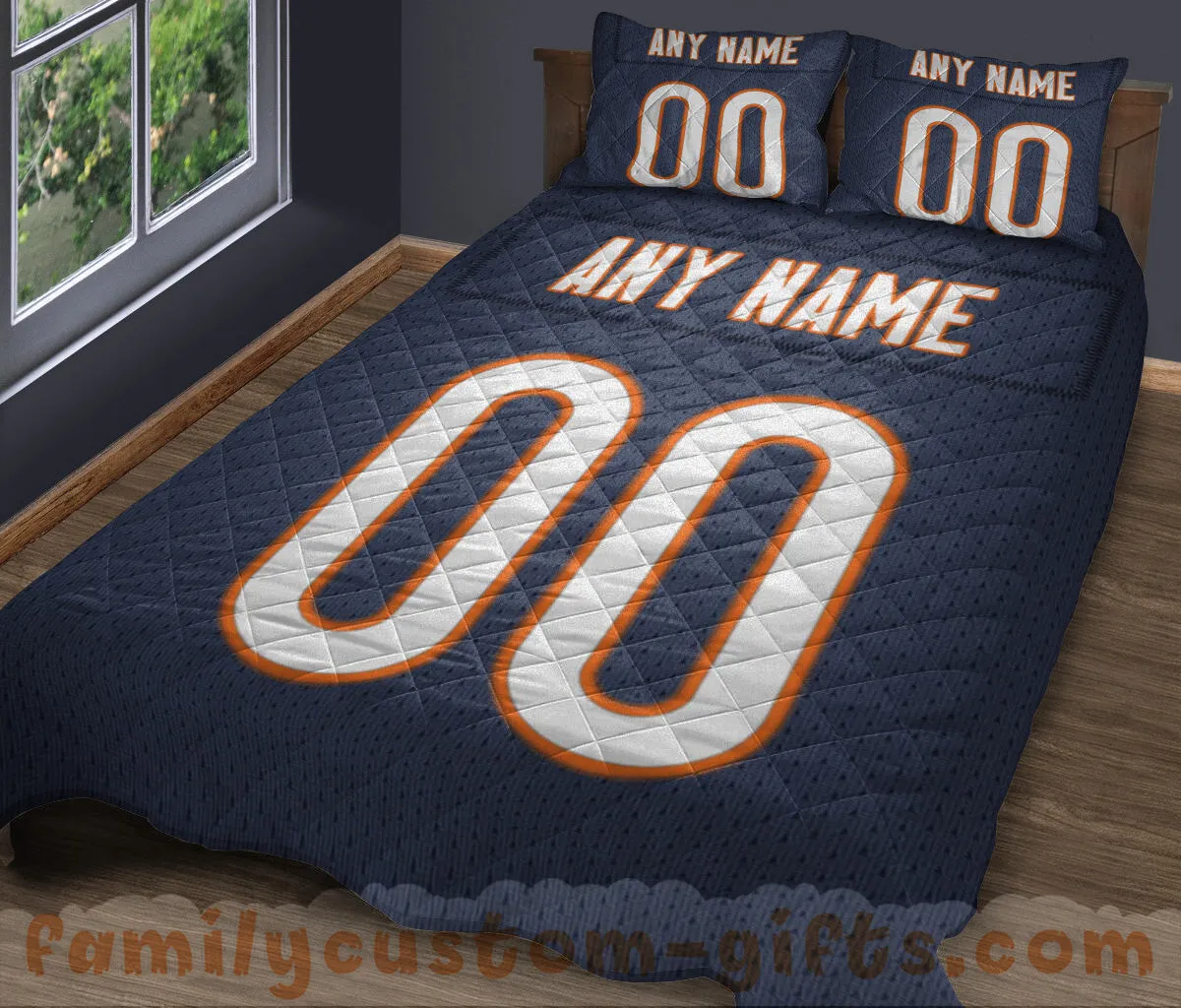 Custom Quilt Sets Chicago Jersey Personalized Football Premium Quilt Bedding for Boys Girls Men Women