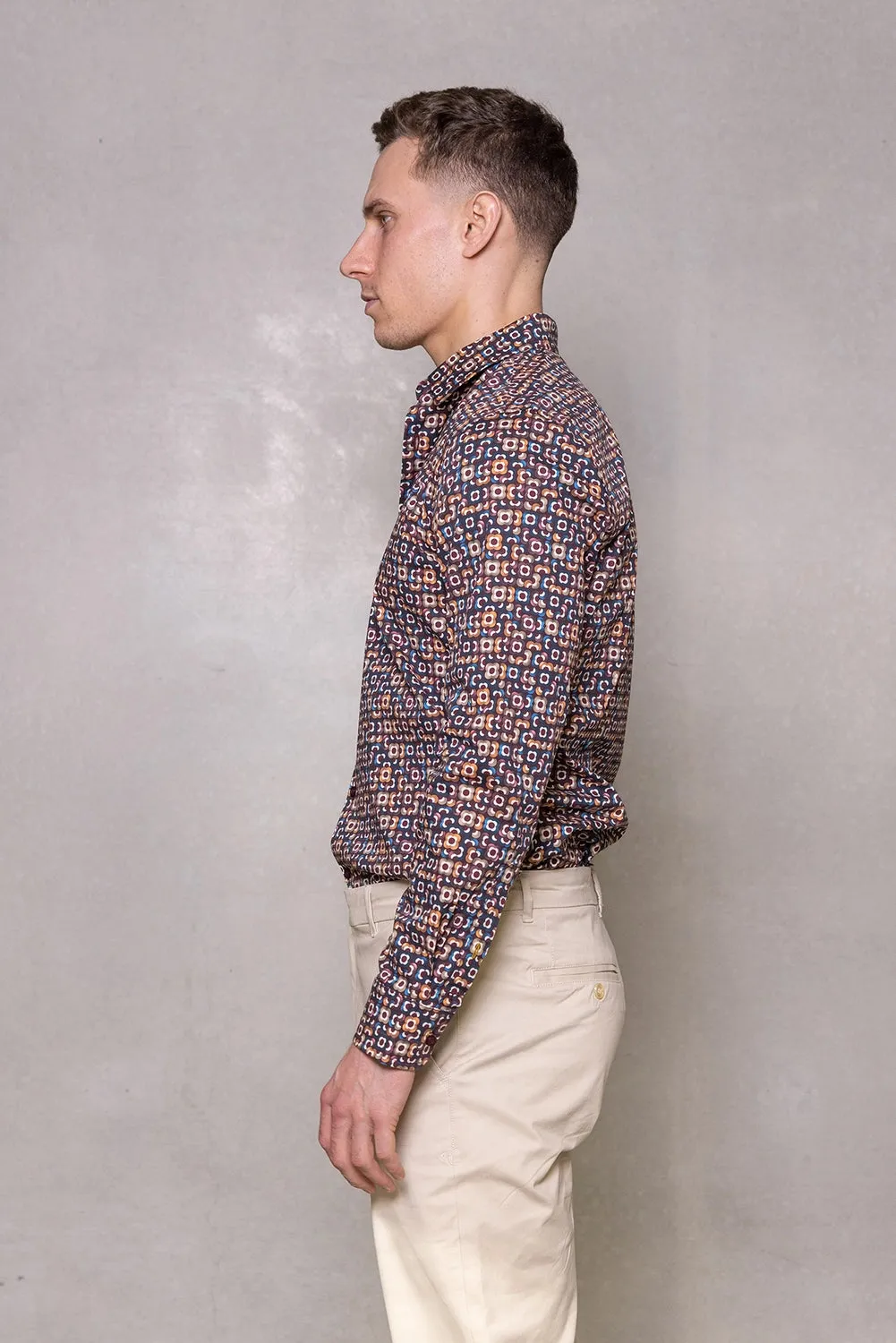 CUTLER & CO BEAUMONT PRINT STRETCH COTTON L/S SHIRT CW21394