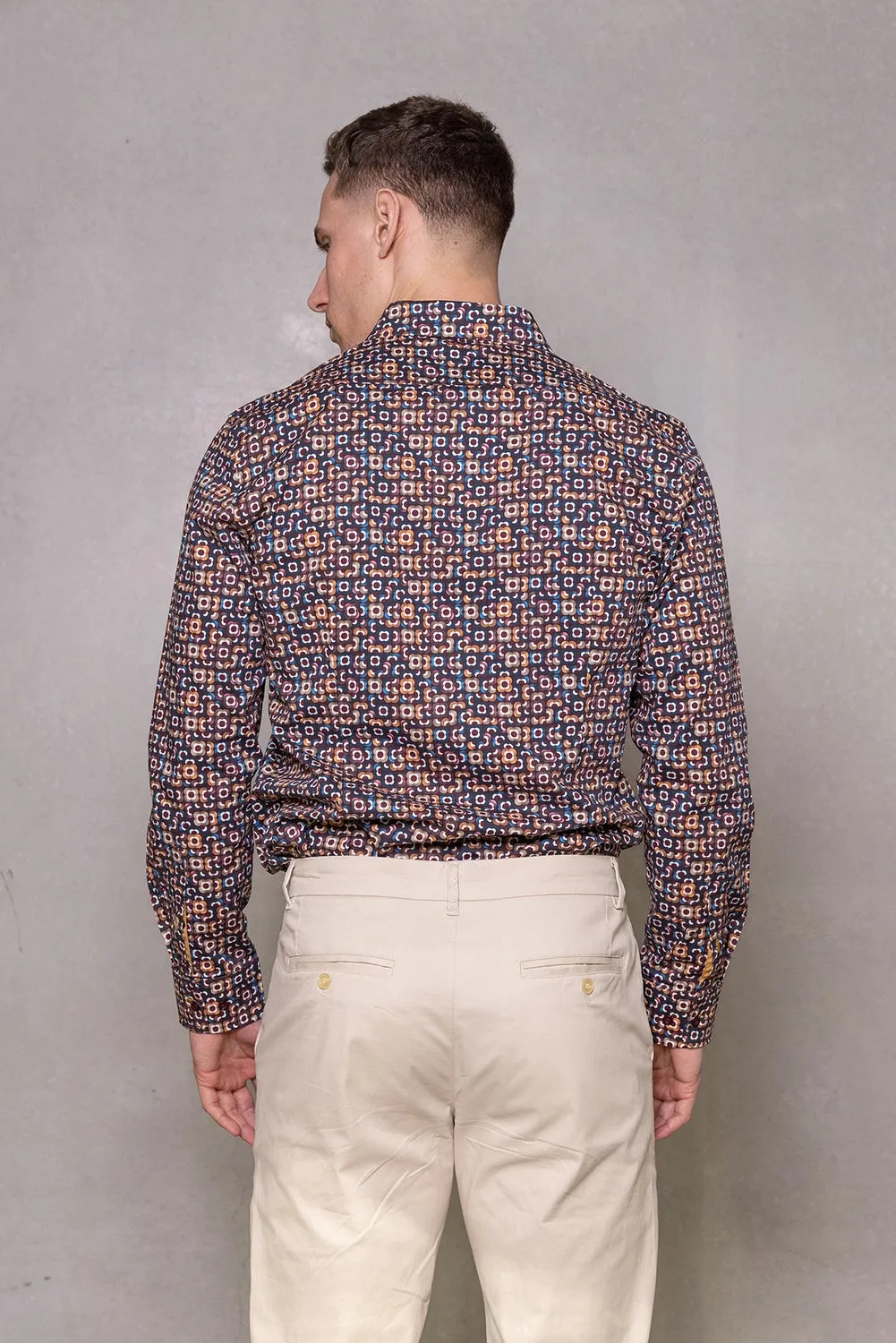 CUTLER & CO BEAUMONT PRINT STRETCH COTTON L/S SHIRT CW21394