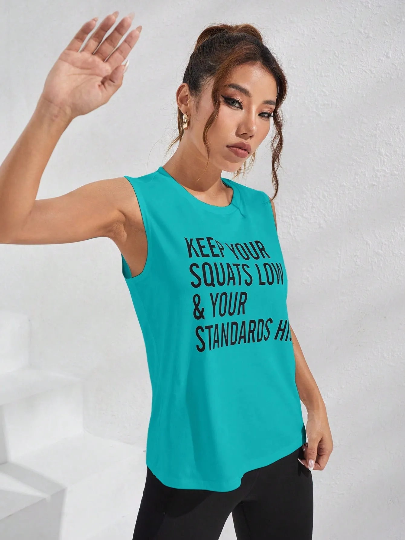 Daily & Casual Slogan Graphic Sports Tank Top
