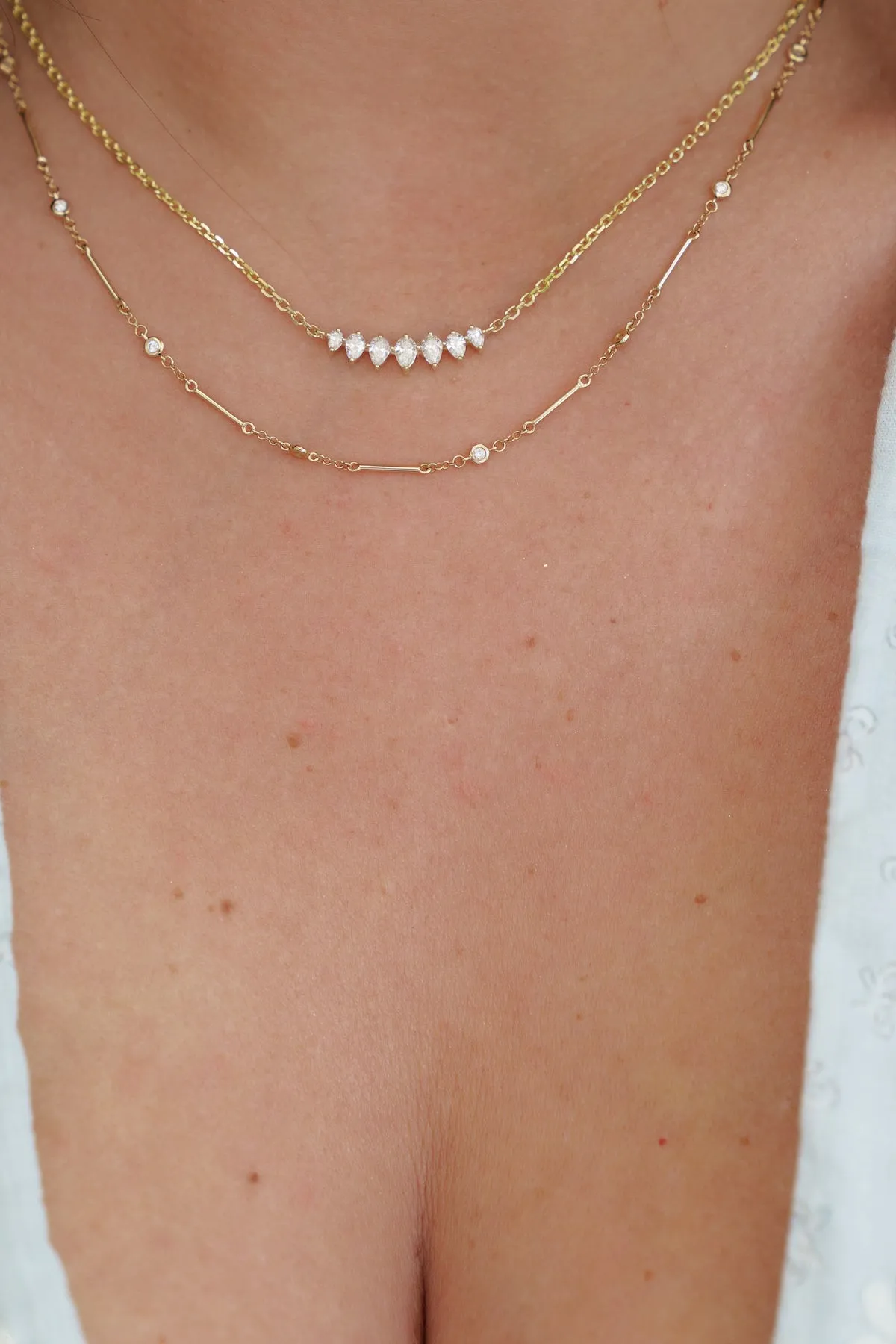 Dainty Diamonds by the Yard and Gold Bar Necklace