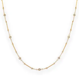 Dainty Diamonds by the Yard and Gold Bar Necklace