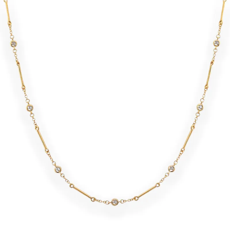 Dainty Diamonds by the Yard and Gold Bar Necklace