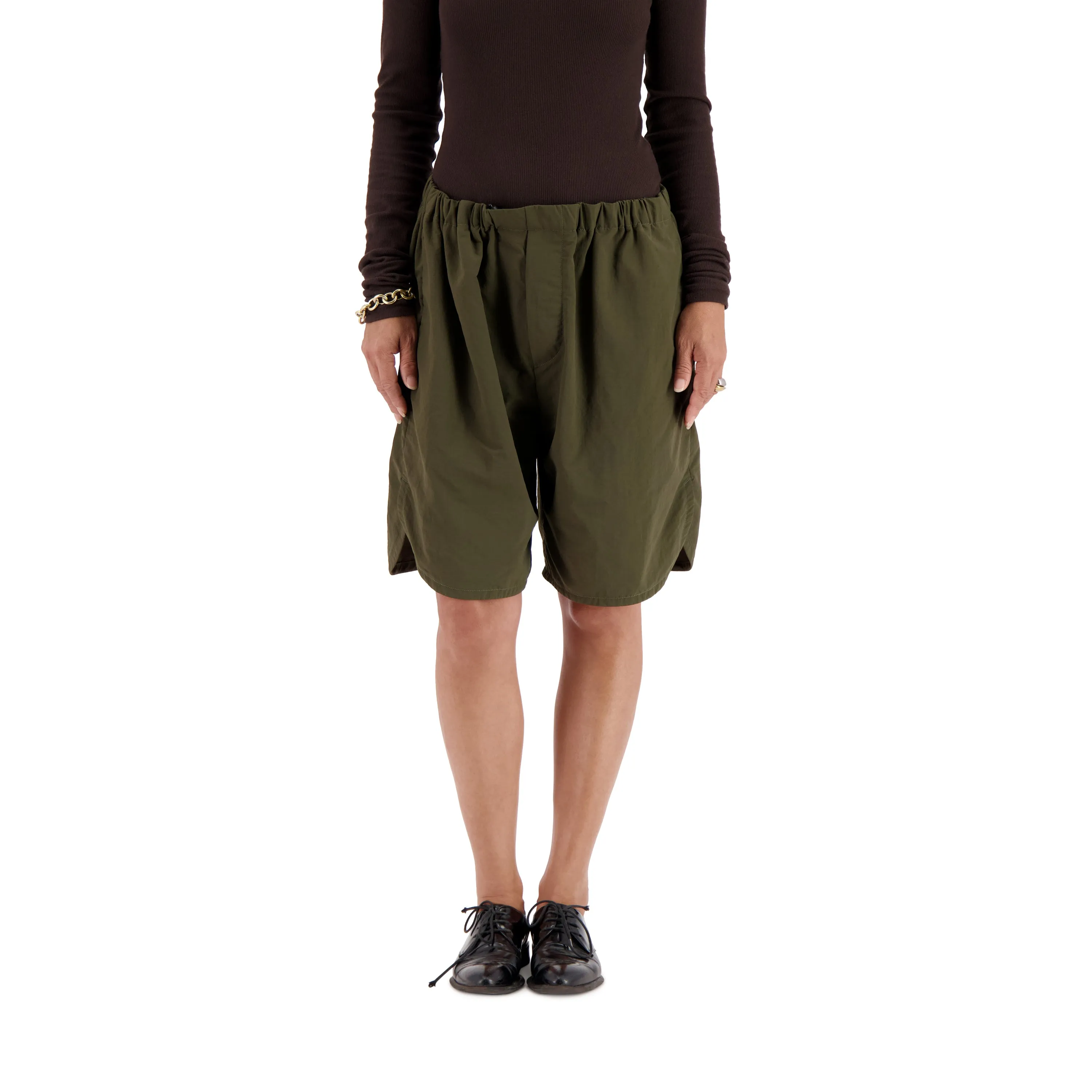 Daniel Unlined Nylon Drawstring Basketball Shorts Dark Khaki Brown