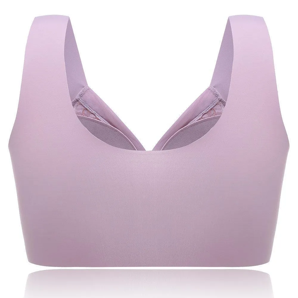Deep Plunge Embroidered Full Cup Wireless Bras - Nude
