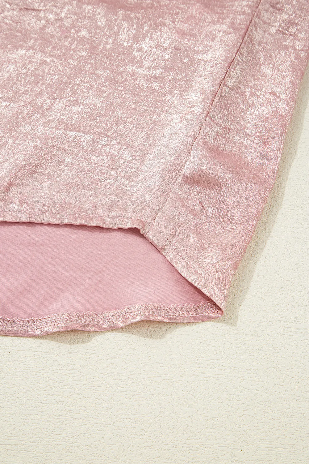 Delicacy Metallic Buttoned Loose Fit Short Sleeve Shirt