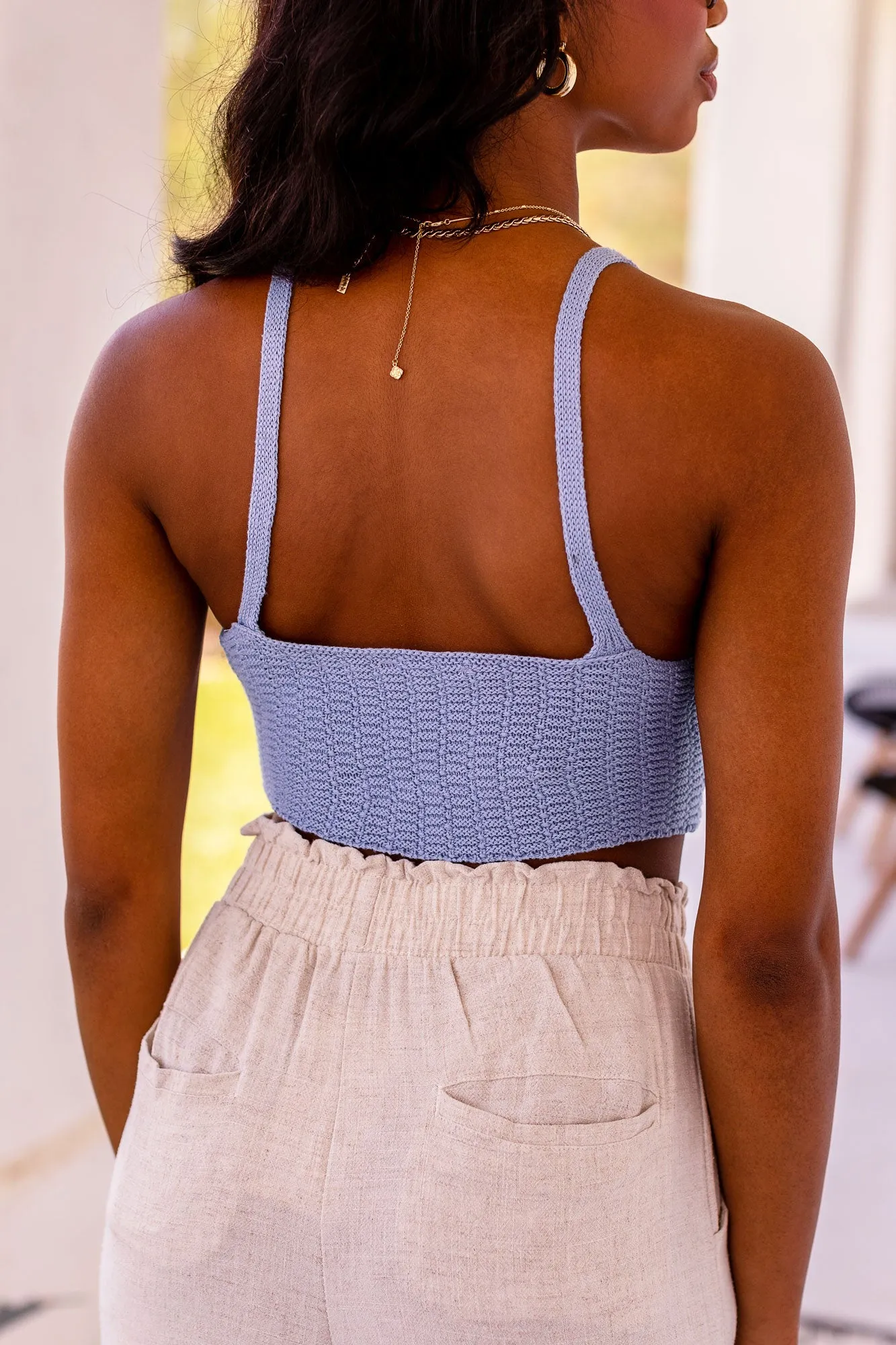 Delilah Blue Crochet Crop Top