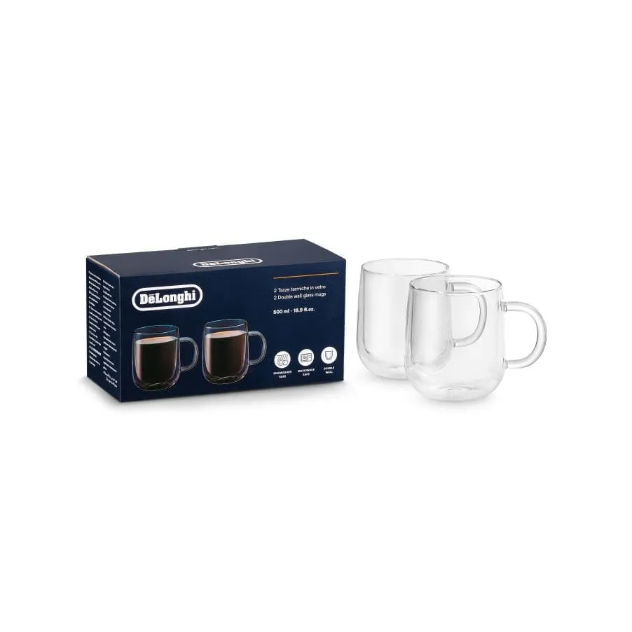 DeLonghi Double wall glass mugs 500ml DLSC327 Set of 2