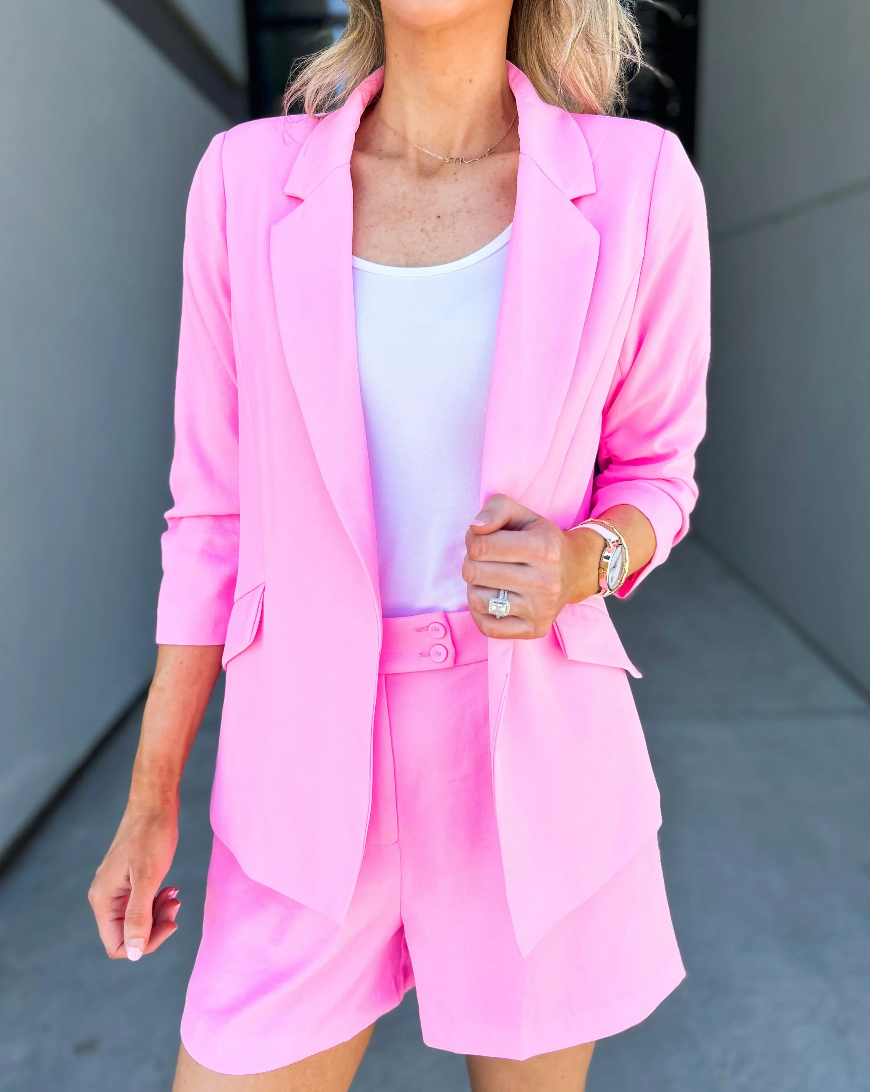 Demi Floral Lined Blazer (Ballerina Pink)