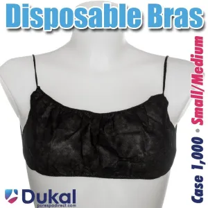 Disposable Single Use Bra - BLACK / Small-Medium / Case of 1,000 - Individually Wrapped Bras by Dukal
