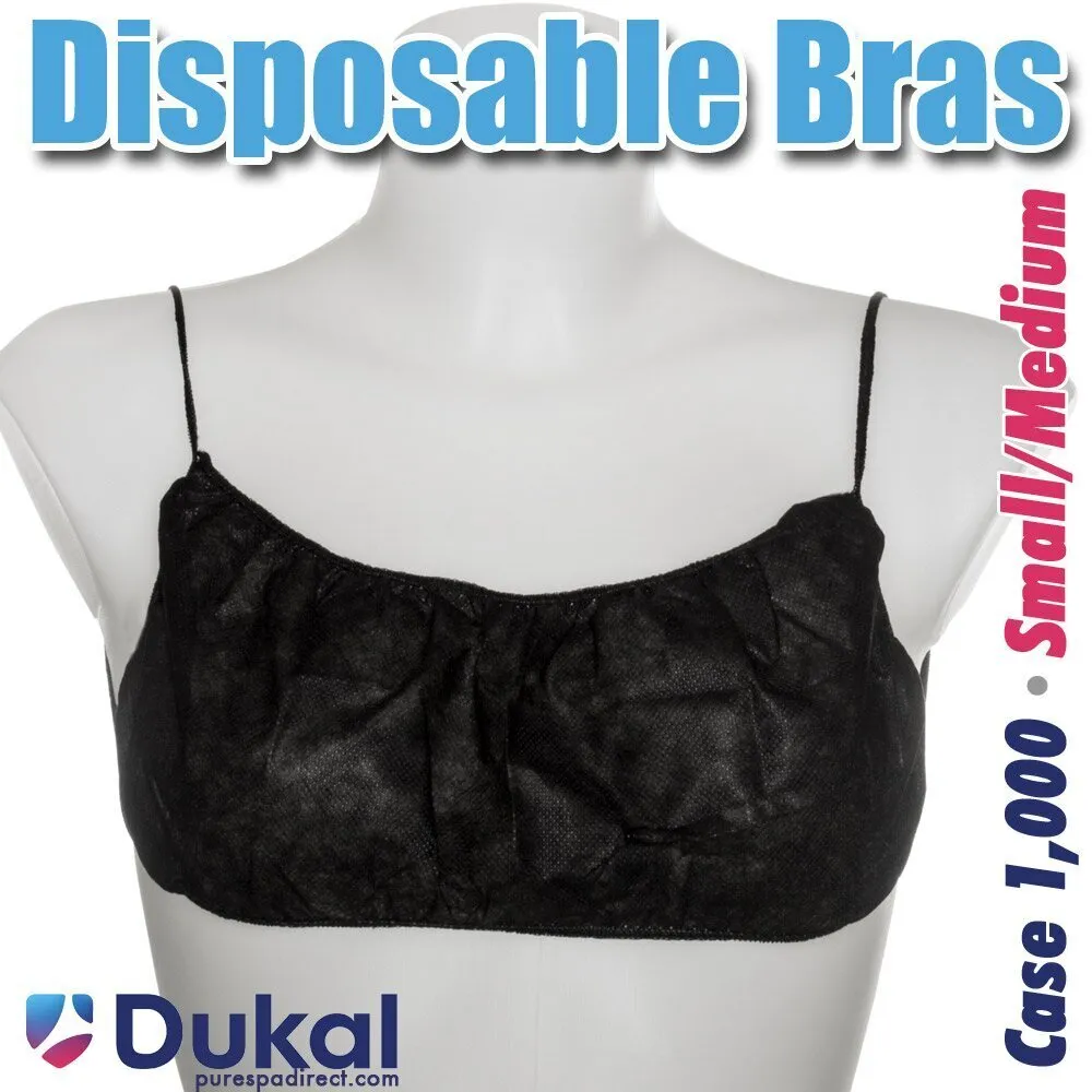 Disposable Single Use Bra - BLACK / Small-Medium / Case of 1,000 - Individually Wrapped Bras by Dukal