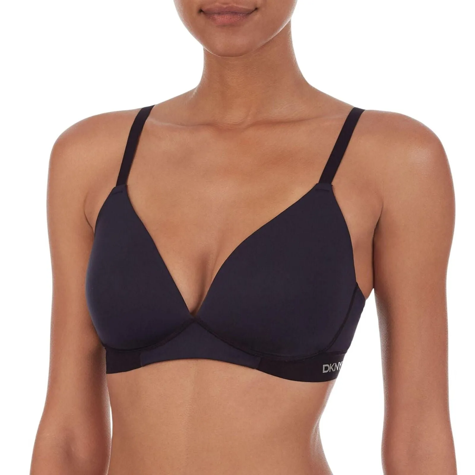 DKNY Womens Wireless Soft Stretch Microfiber Plunge Bra I257Y Black X-Large