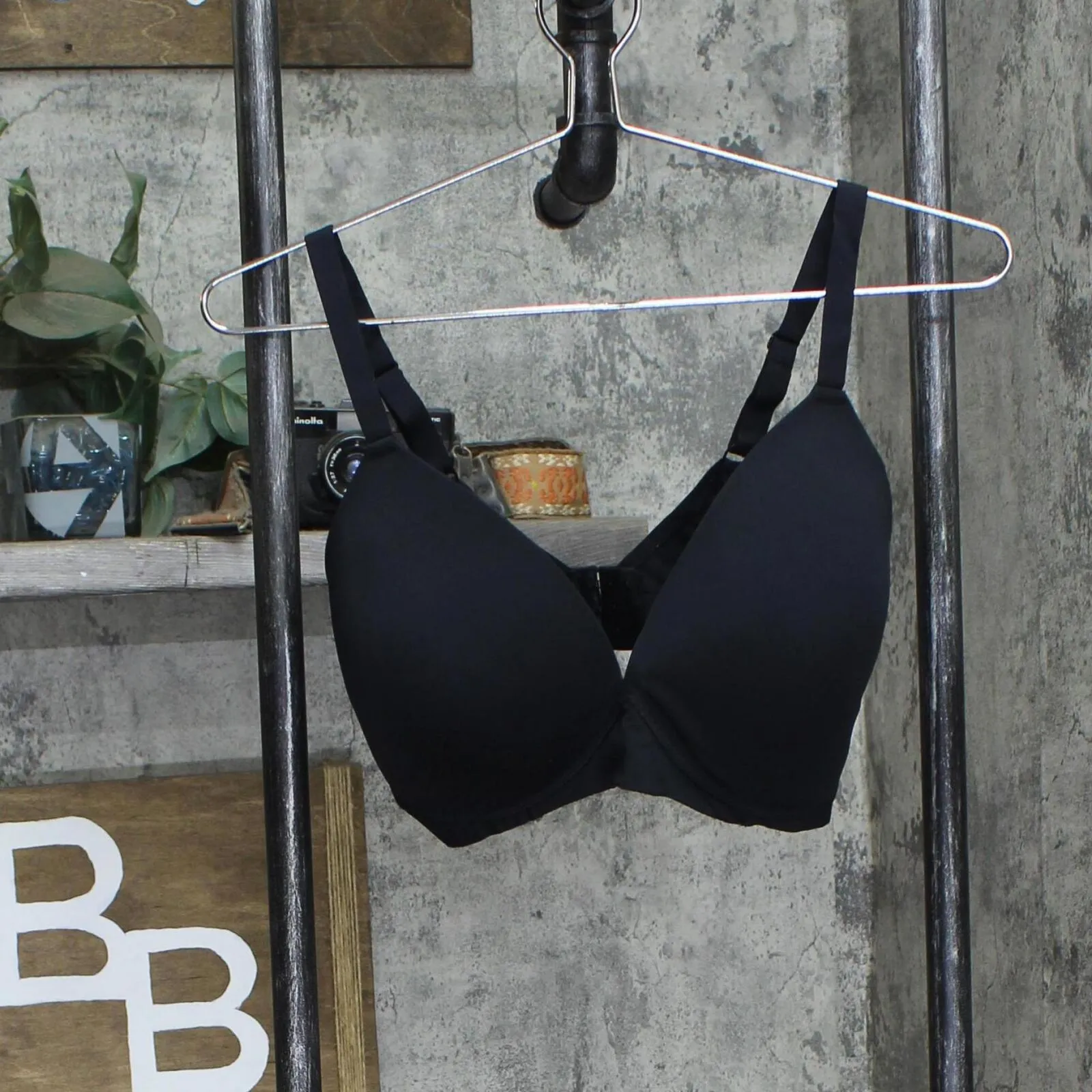 DKNY Womens Wireless Soft Stretch Microfiber Plunge Bra I257Y Black X-Large