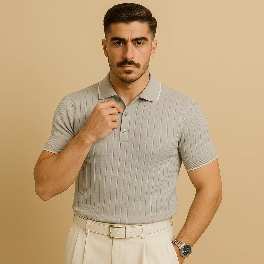 Domoir | Waffle Knit Polo Shirt