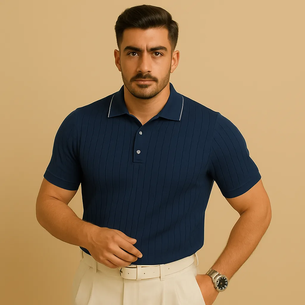 Domoir | Waffle Knit Polo Shirt