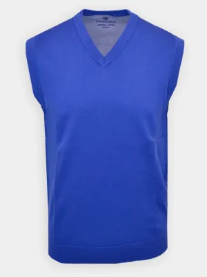 Donald Ross Mens Classic Fit Super Golf V-Neck Sweater Vest - ROYAL