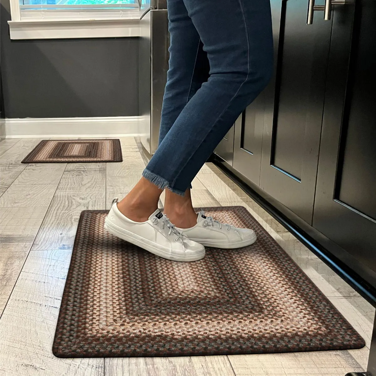 Driftwood Brown Ultra Durable Small Braided Rugs In Set