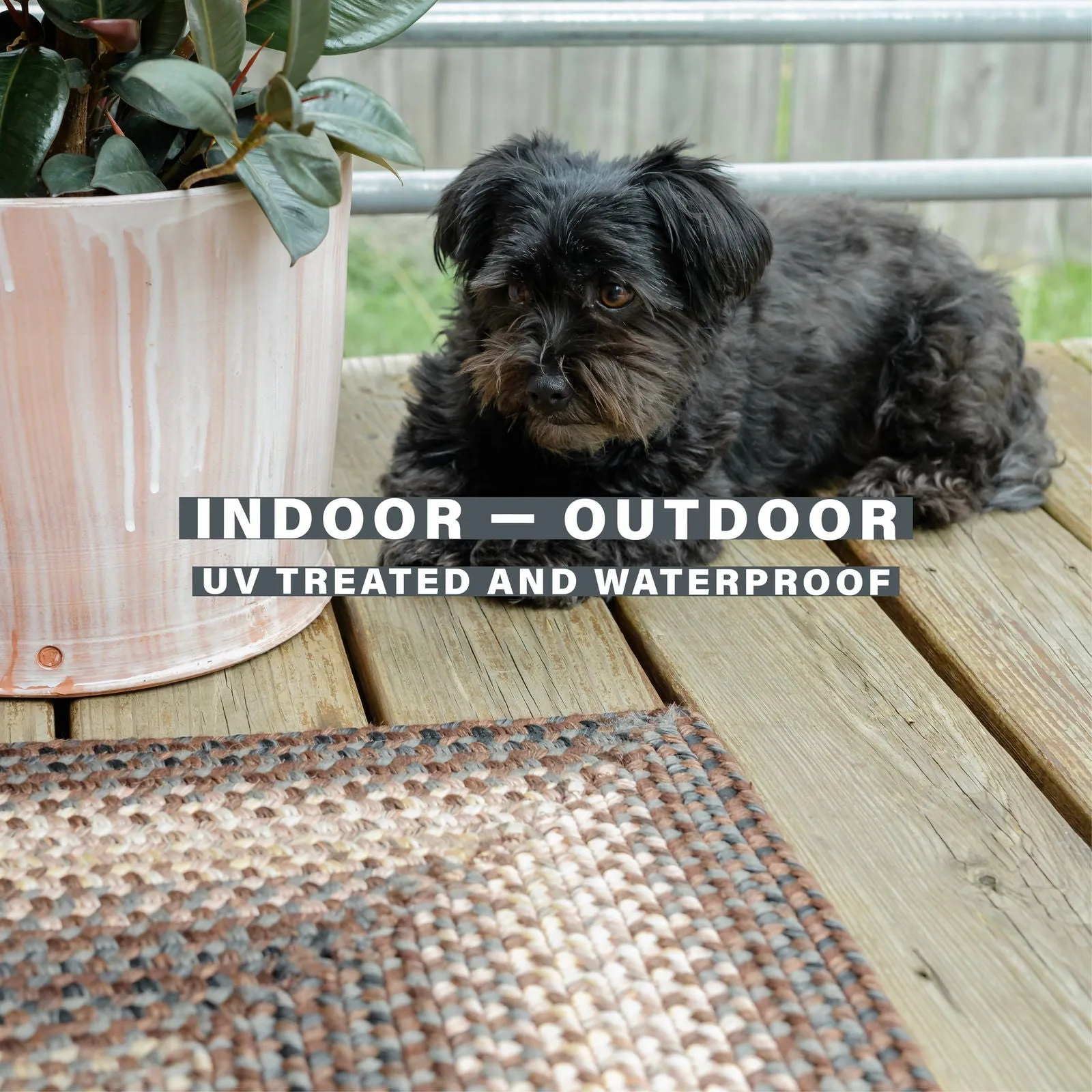 Driftwood Brown Ultra Durable Small Braided Rugs In Set