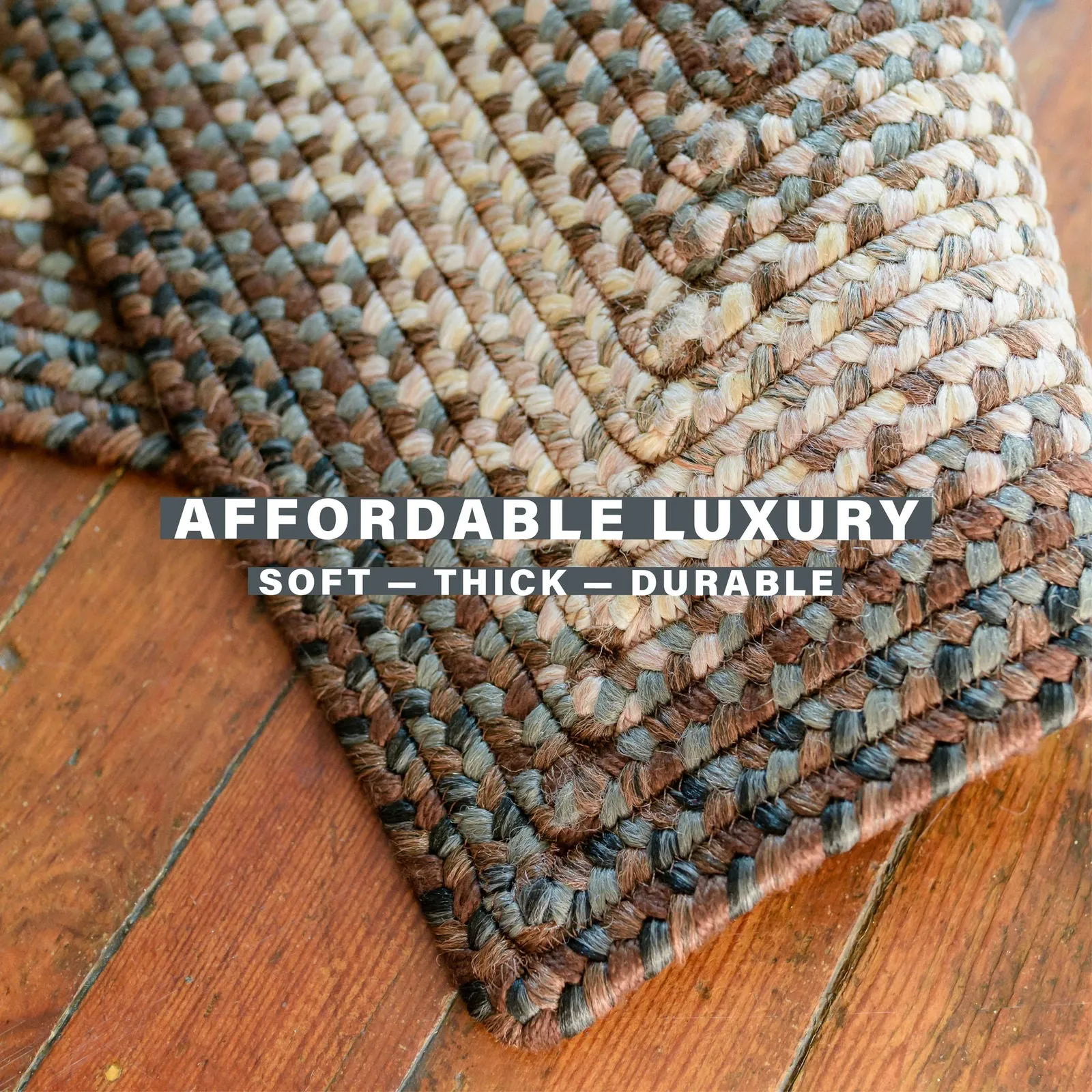 Driftwood Brown Ultra Durable Small Braided Rugs In Set