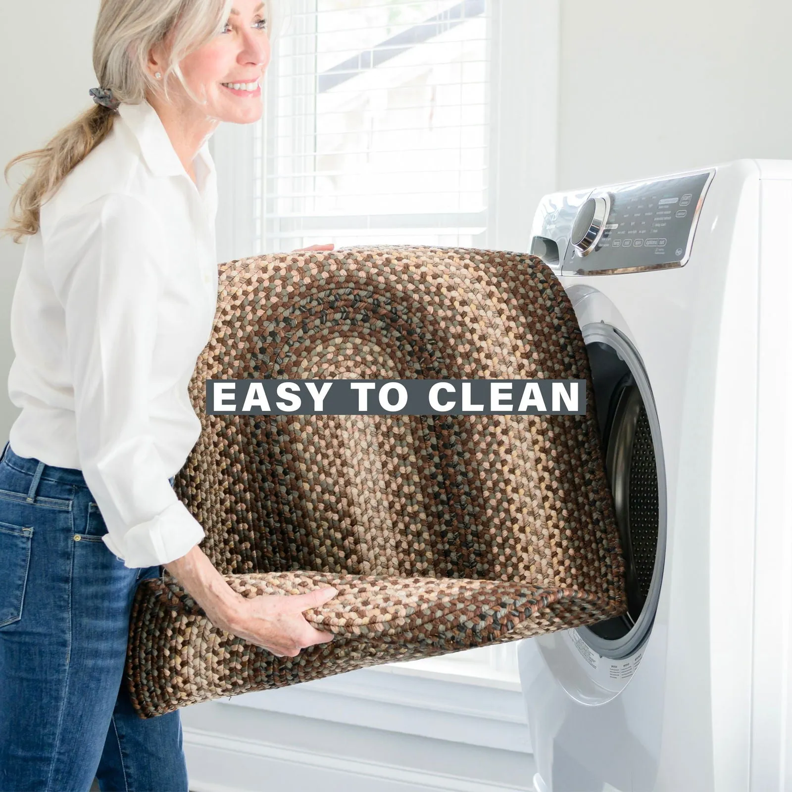 Driftwood Brown Ultra Durable Small Braided Rugs In Set