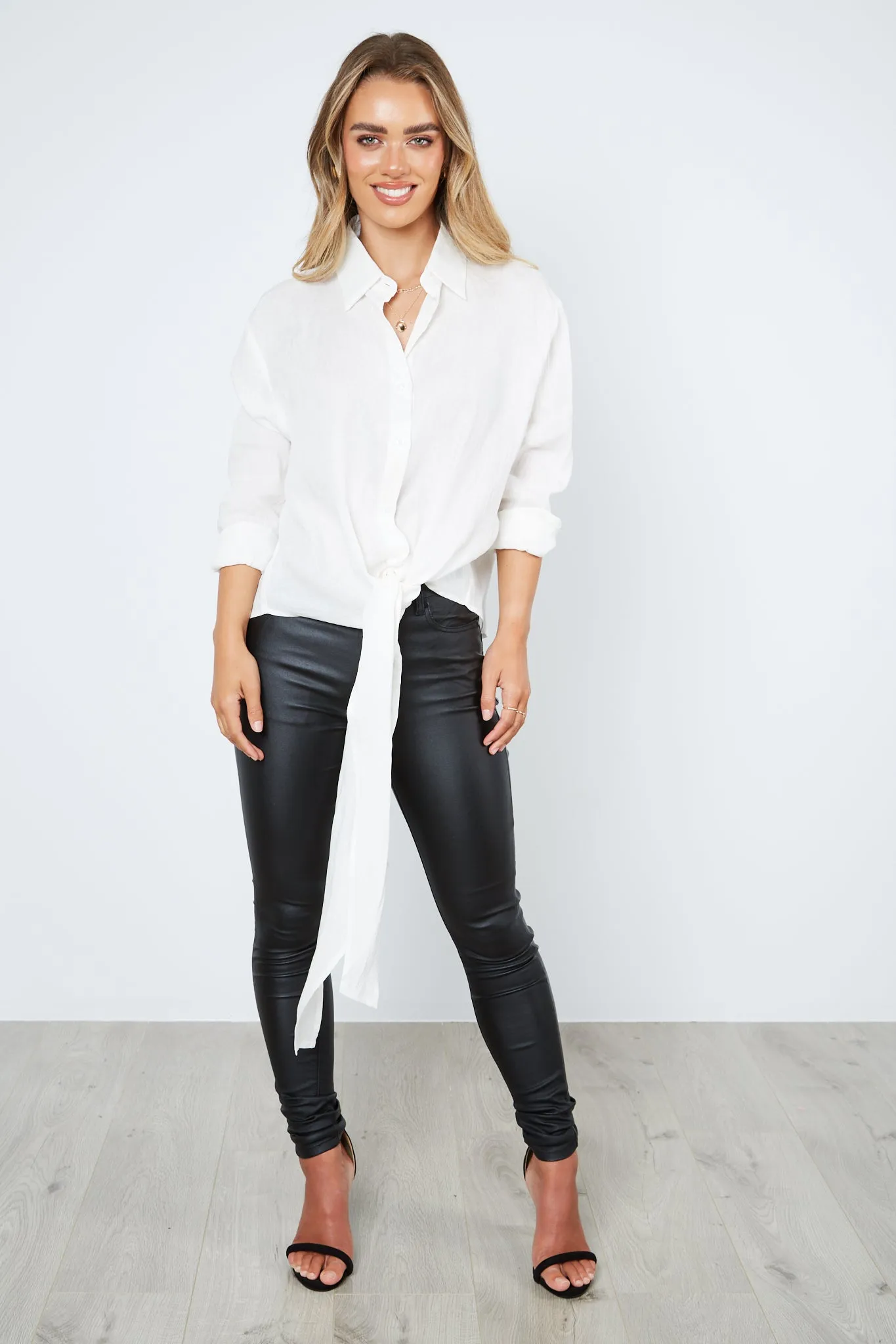 ‘EFFIE KATS’ WRAP LINEN SHIRT - WHITE