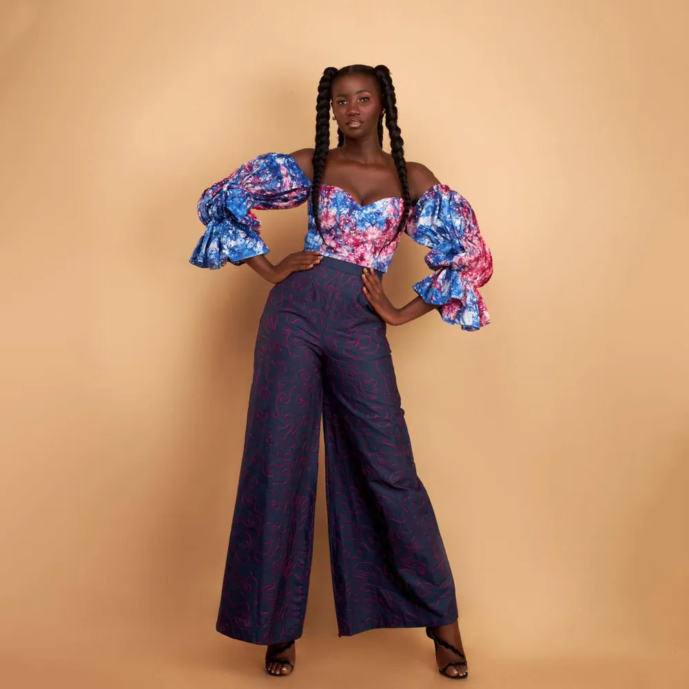 Embroidered Wide Leg Pants