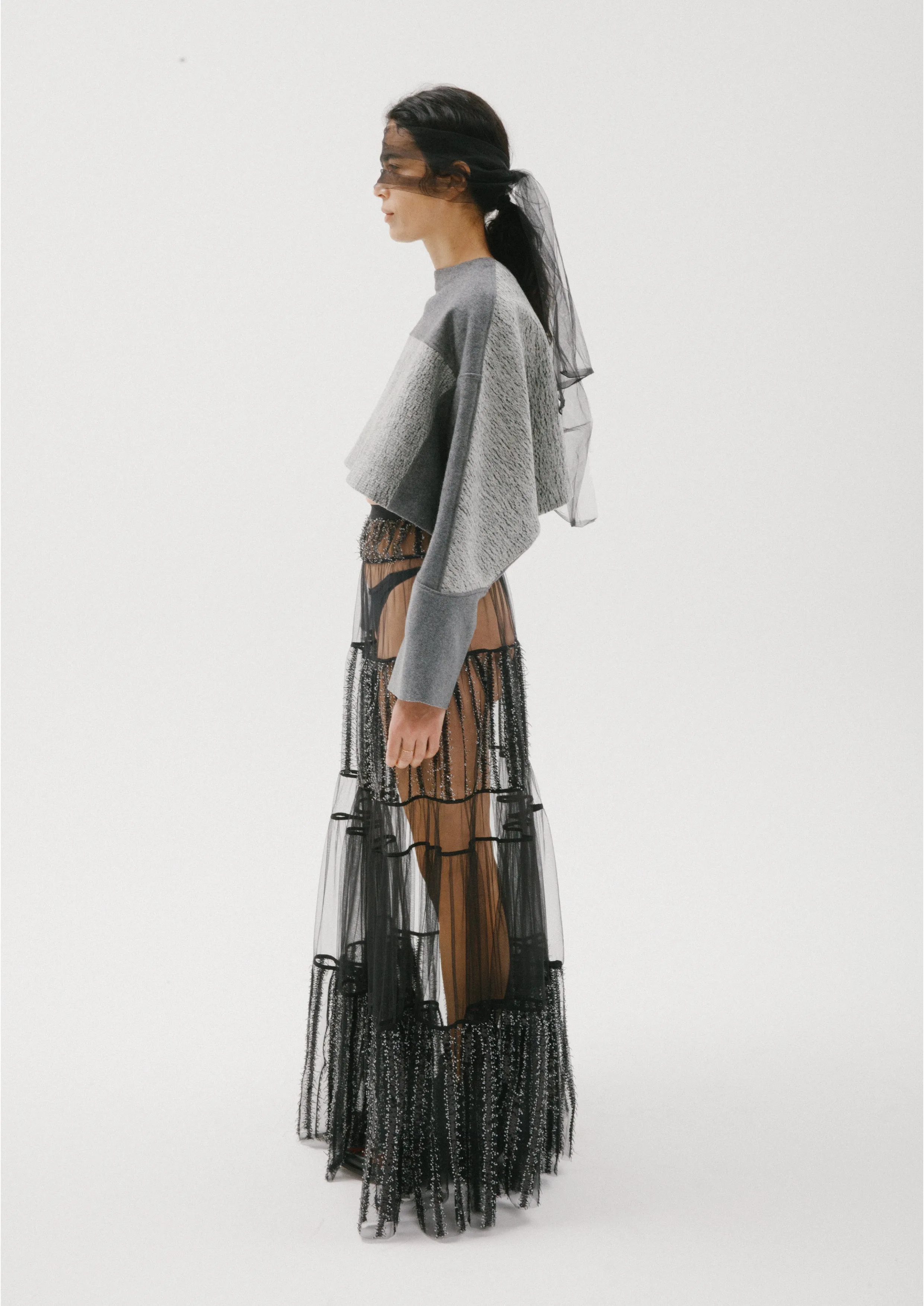 Ethereal Noir Layered Tulle Skirt