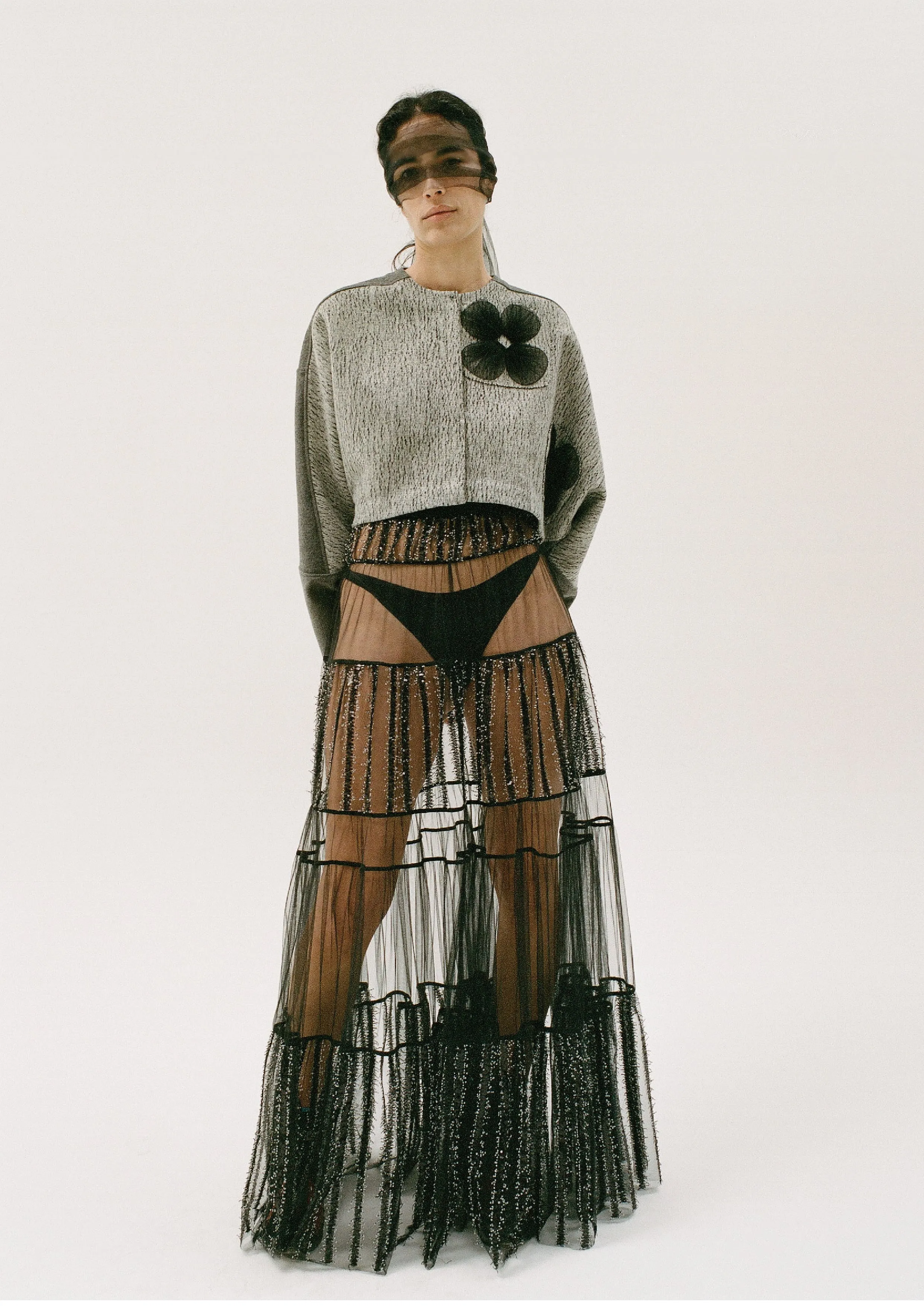 Ethereal Noir Layered Tulle Skirt