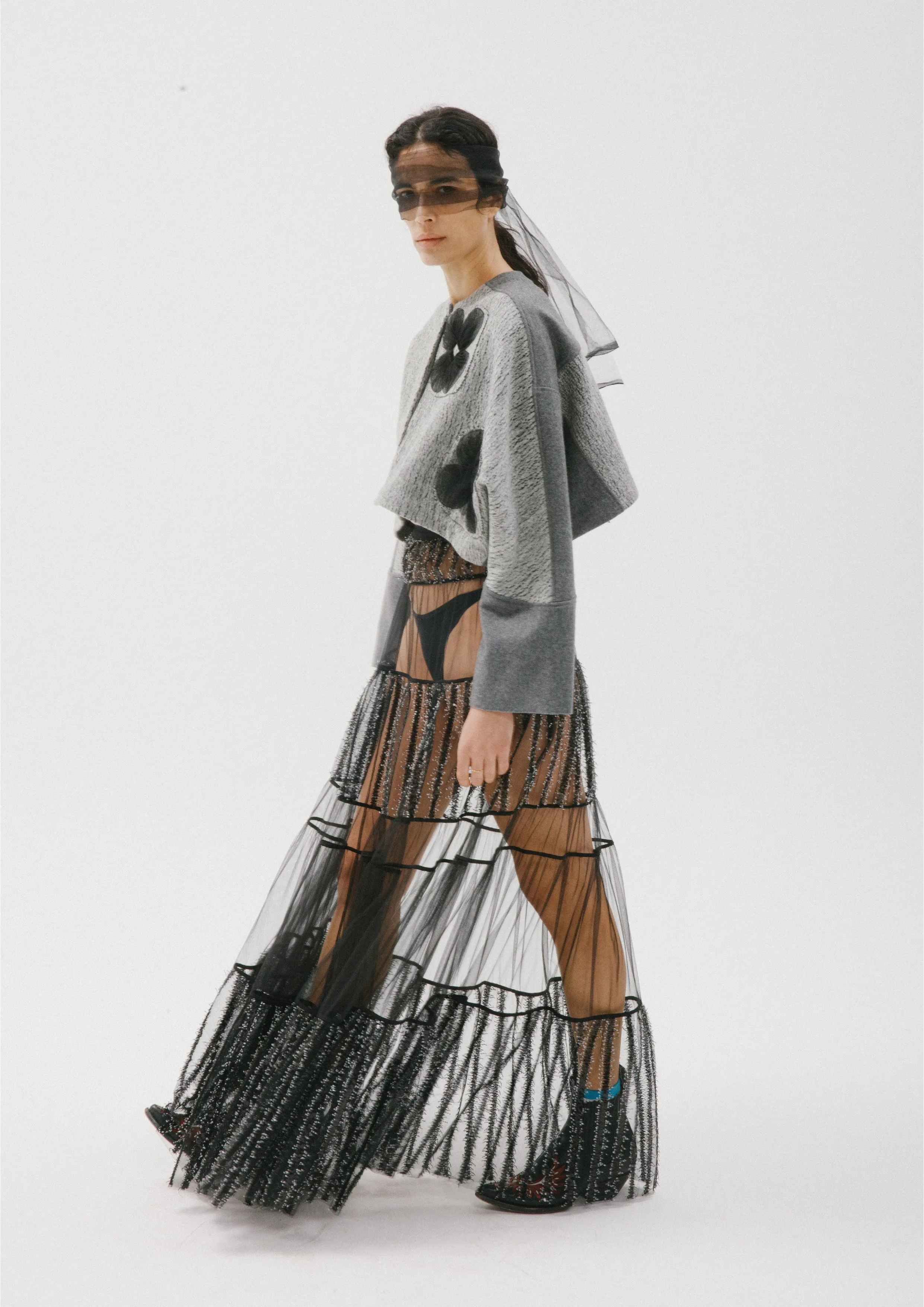 Ethereal Noir Layered Tulle Skirt