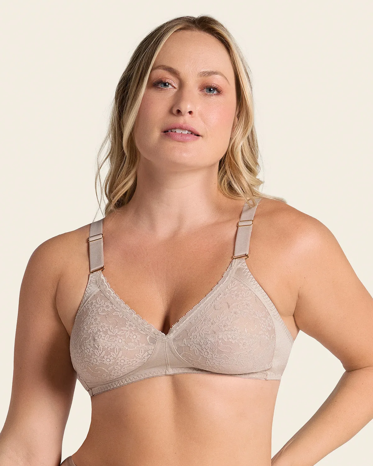 Extra Coverage Support Wireless Bra with Lace Cups