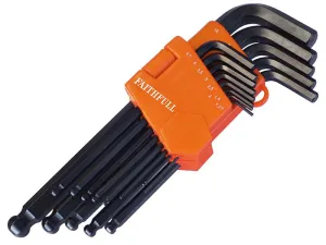 Faithfull Ball End Long Arm Hexagon Key Set Of 13 Metric (1.3-10Mm)