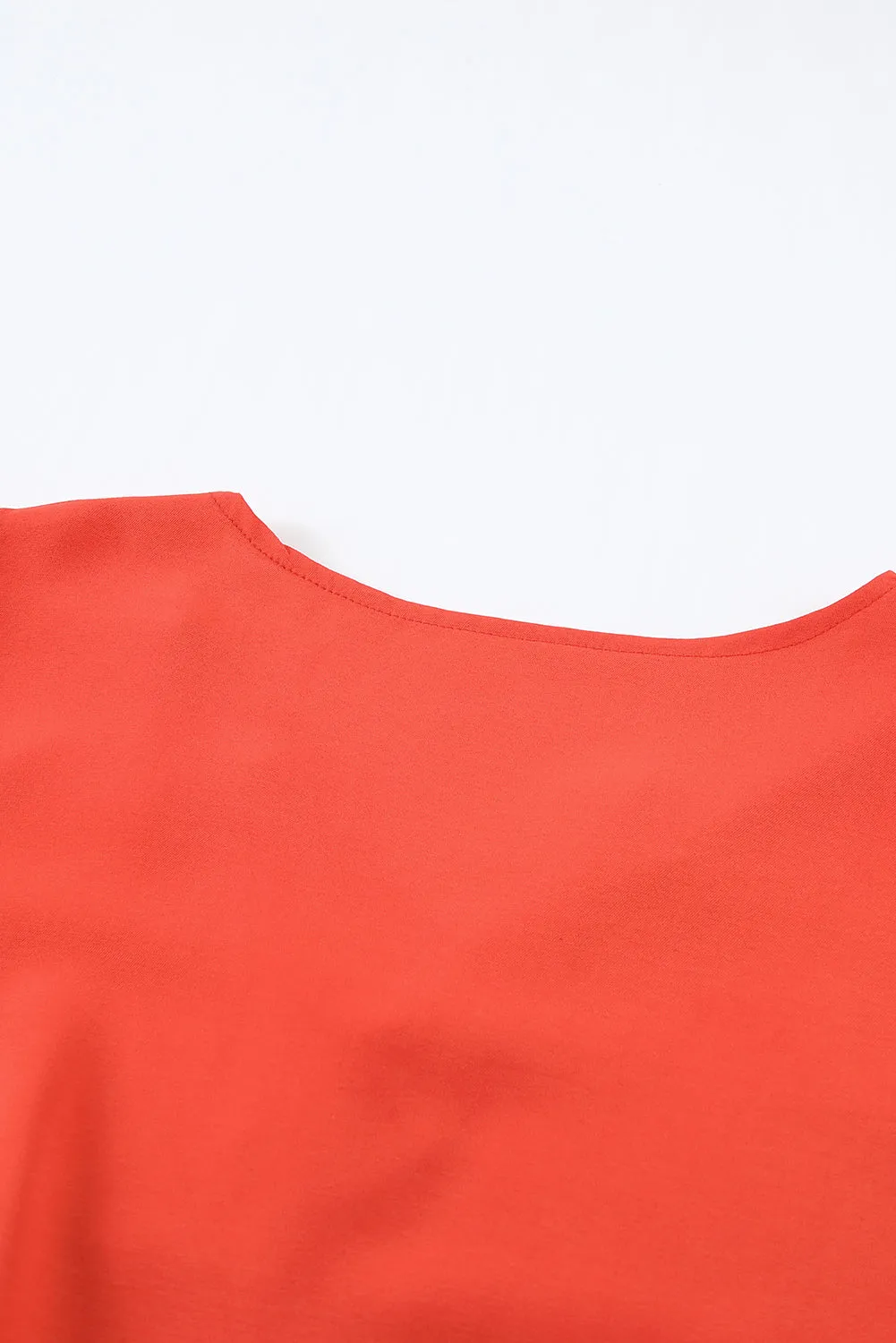 Fiery Red Flare Sleeve V Neck Loose Blouse