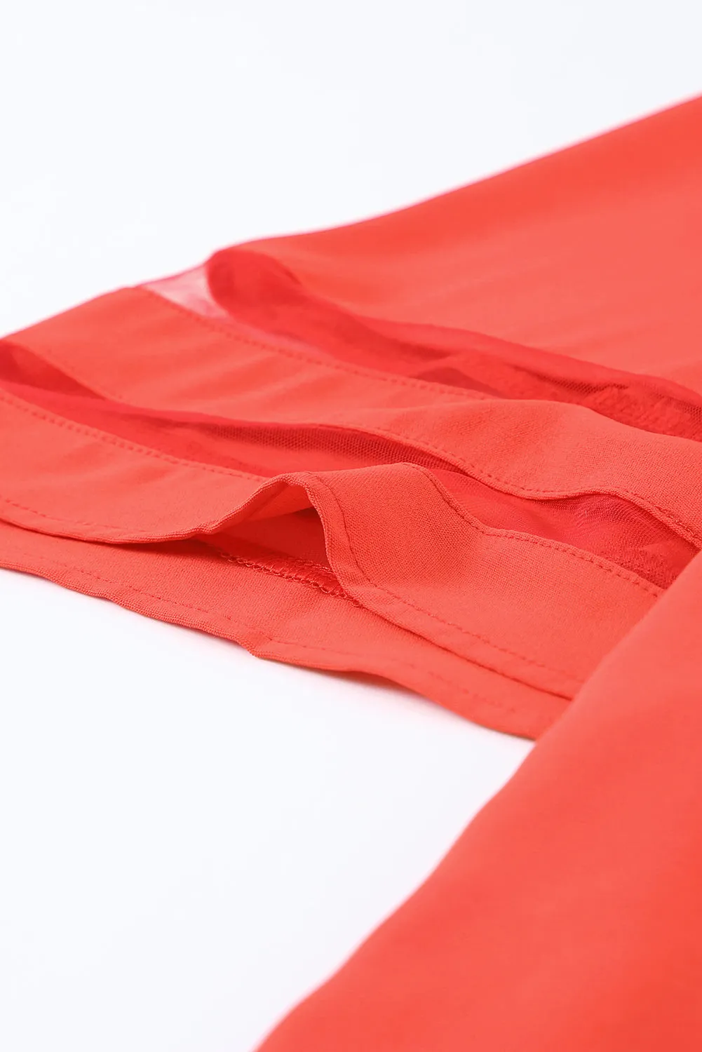 Fiery Red Flare Sleeve V Neck Loose Blouse