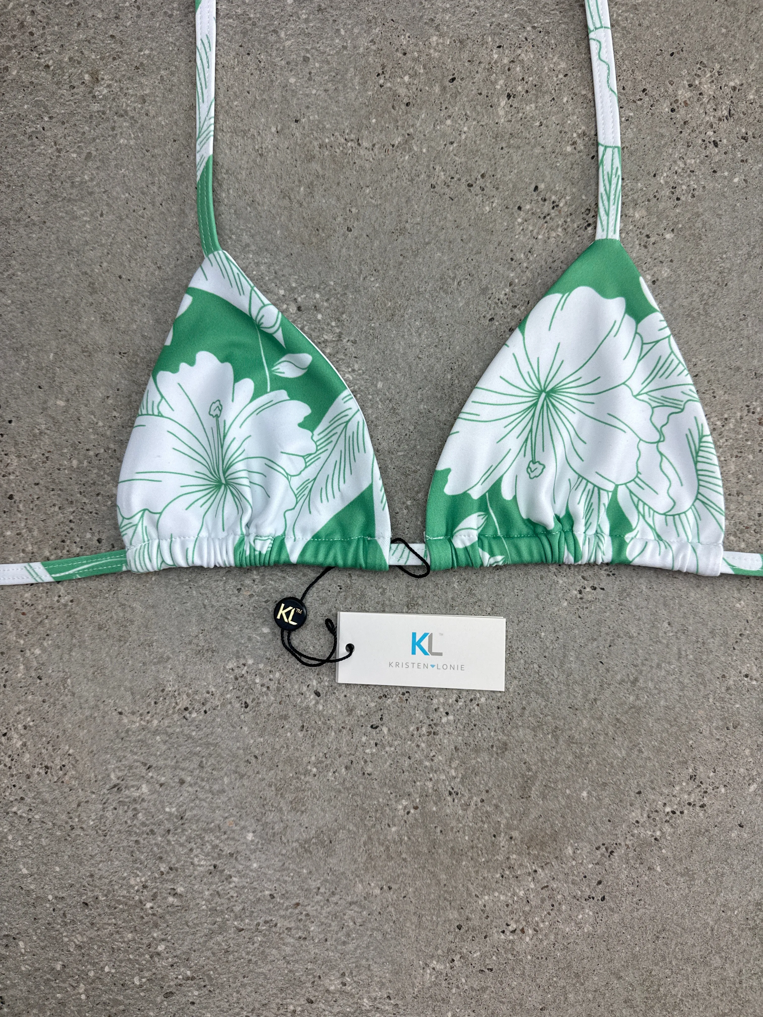 Frangipani Bikini Top (Green)
