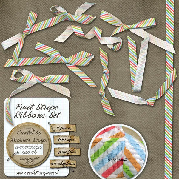 Fruit Striped Ribbons Set