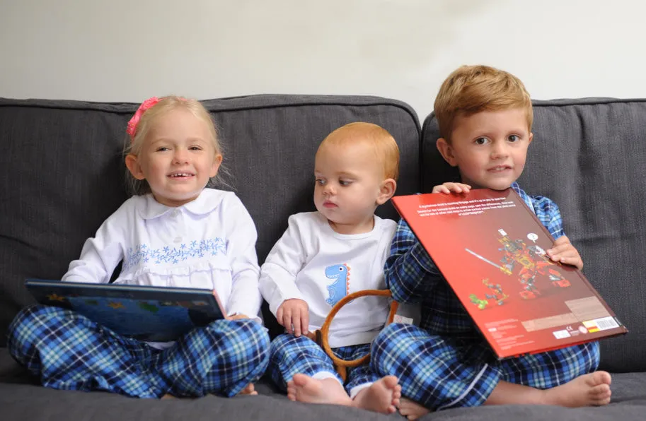 Girls Blue Morgan Check Traditional Cotton Pyjamas
